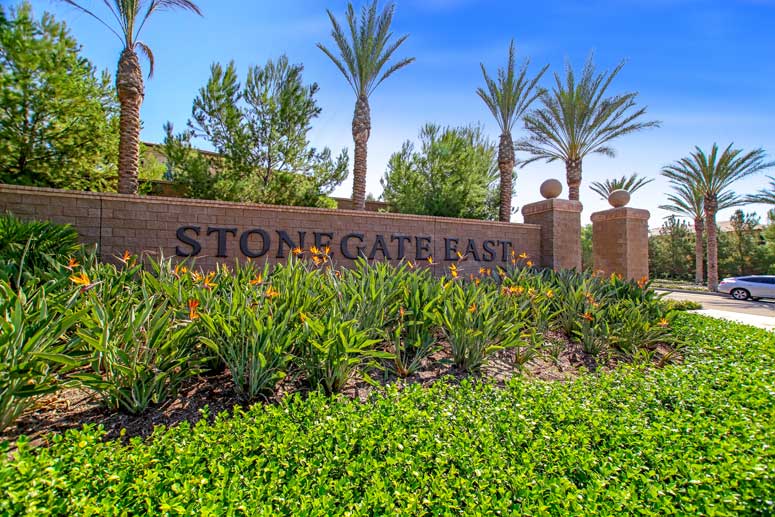 Brick entrance of stonegate east in Irvine