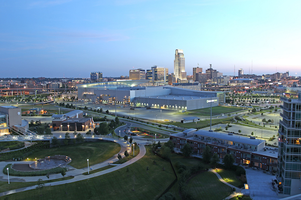 Skyline picture of Omaha Nebraska at night